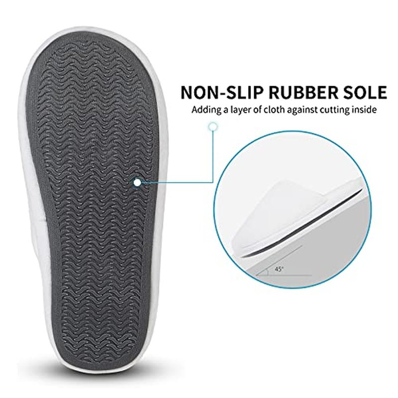 3-Pair Luxury Spa Slippers - Cotton Memory Foam Non-slip Closed Toe Washable Slippers for Hotel,Guest,Travel,Bride,Women and Men