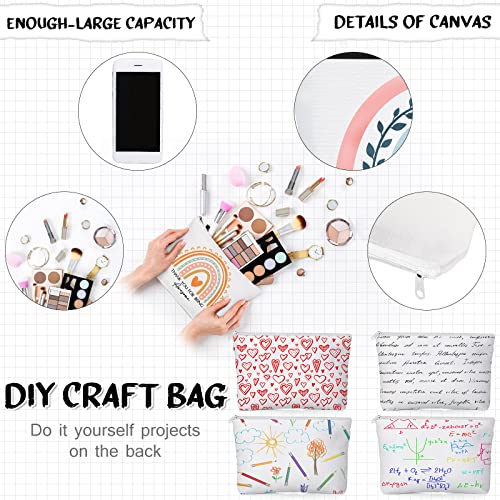Sieral 20 Rainbow Canvas Makeup Bags with Zipper - Inspirational Gift Set