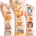 96PCS Woodland Animal Temporary Tattoos Stickers Pre-Cut ? 1st Birthday Party Favors, Decorations, Supplies - Forest Animal & Camo Pre-Cut Designs for Kids Boys Girls Adults Camping Adventures Gifts
