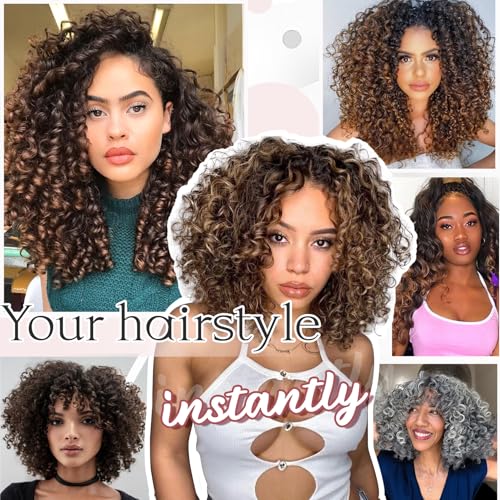 Pre-Looped Curly Crochet Hair 14 Inch for Black Women - 7 Packs, 1B Grey