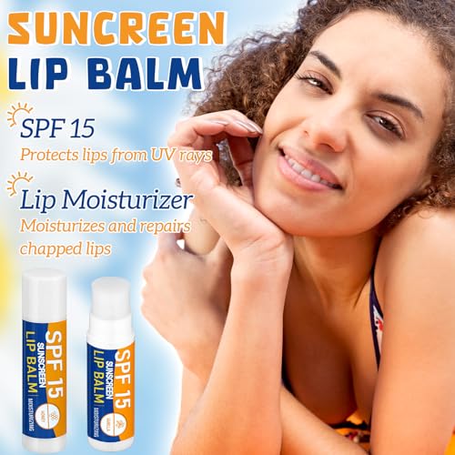 Dimsile SPF 15 Lip Balm Sticks Bulk Pack of 50, Sunscreen Lip Care with Flavors