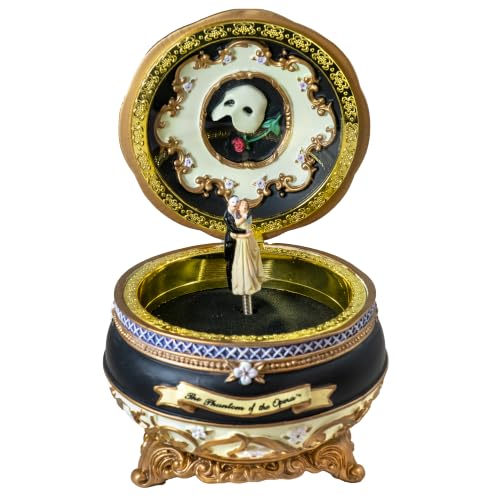Hinged Music Box with Phantom and Christine Figurines - Music of the Night Melody, Jewelry Storage