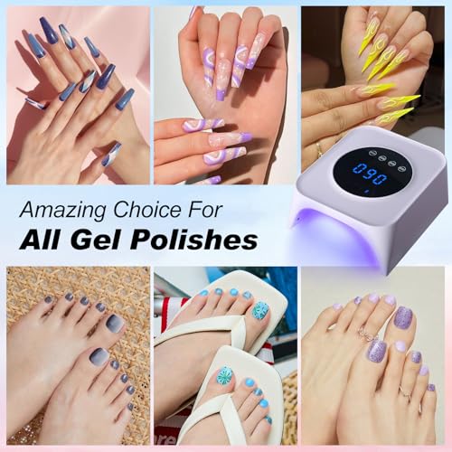 Belovedone UV Nail Lamp, 72W Rechargeable LED Gel Nail Light Dryer for Gel Polish 4 Timer Modes Cordless Bling White Diamond Rhinestones for Salon & Home