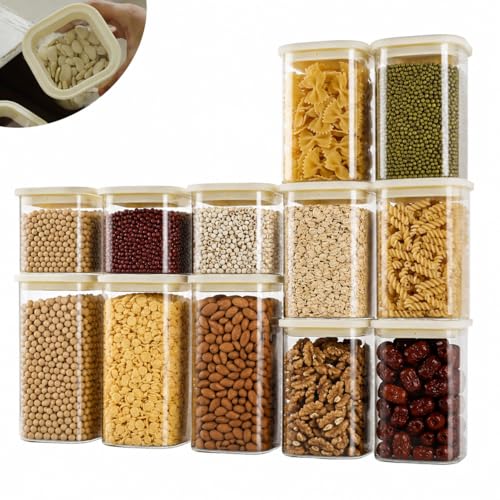 12-Pack Square Glass Food Storage Containers with Glass Lids - 24oz, 40oz, 53oz - Kitchen Pantry Organization