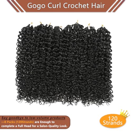 18 Inch Curly Crochet Hair 120 Strands - Pack of 8 for Black Women - Protein Silk Fiber