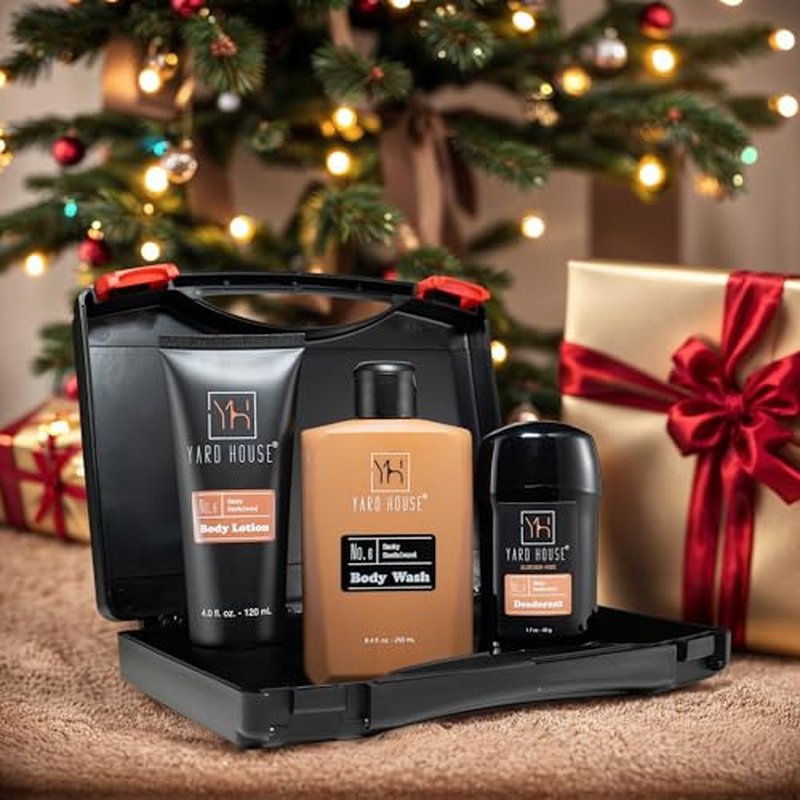 Men¡¯s Bath Gift Set ? Smoky Sandalwood | 4-Piece Grooming Kit with Body Wash, Body Lotion & Deodorant in Travel Toolbox Case ? Perfect for Father¡¯s Day, Christmas, Birthdays & Holidays