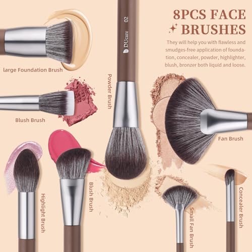 DUcare Makeup Brushes Professional with Bag 22Pcs Makeup Brush Set Premium Synthetic Kabuki Foundation Blending Brush Face Powder Blush Concealers Eye Shadows with Case