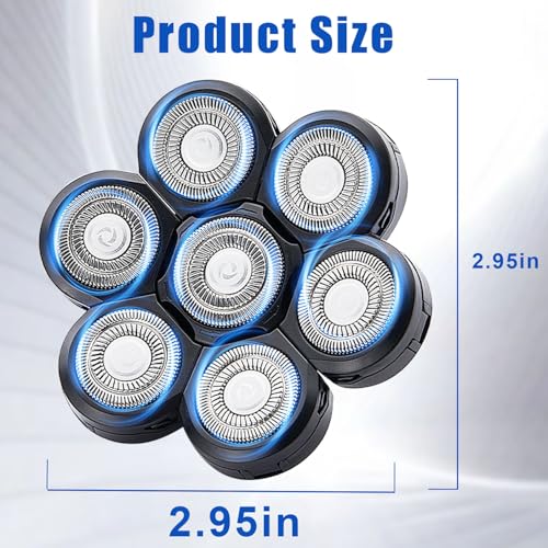 Black 7-Blade Replacement Shaver Heads for Bald Head & Face - 2 Pack