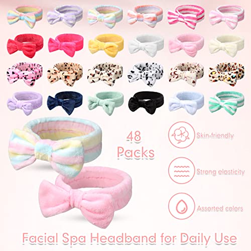 Cute Pattern Spa Headbands 48 Pcs Soft Plush Hair Bands for Women Girls