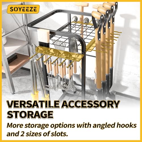 Garden Tool Organizer Cart with Large Wheels & 3-Tier Storage for Garage