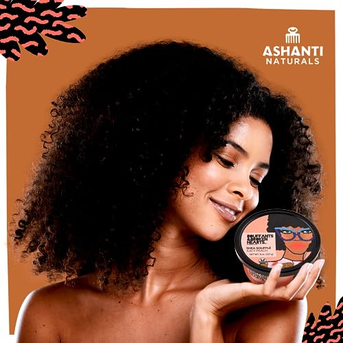 Ashanti Naturals Bouffants Bundle - Creamy Yellow Shea Butter (8oz) | Whipped Shea Butter Souffle (Juicy Peach)