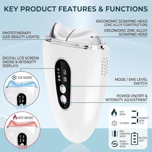 ZoGoo Hot & Cold Face Massager with Microcurrent & LED Light Therapy, Skin Lifting & Tightening Device