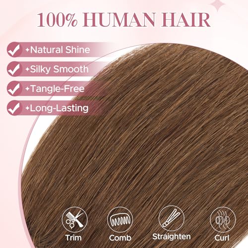 Short Clip-In Hair Extensions 6 Inch Medium Brown #04 — Natural Human Hair Fill-Ins