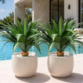 Artificial Spiked Agave Plants 32 Inches Tall, UV Resistant Faux Succulents, 2 Pack - Green