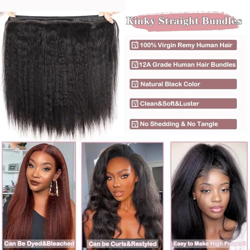 Kinky Straight Human Hair Bundles - 3 x 18 Inch Brazilian Virgin Hair