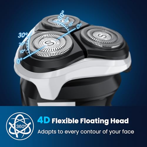 Waterproof Men¡¯s Electric Shaver with Travel Case, Powerful & Quiet, Type C Fast Charge (60min Charge, 120min Use), Precision Trimmer (Black)