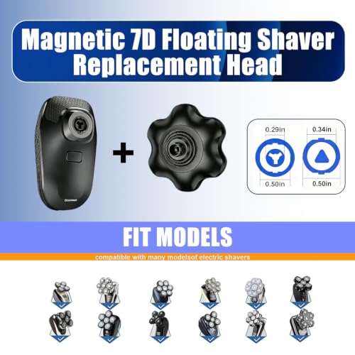 Black 2-Pack Magnetic 7-Head Replacement Razor Blades Compatible with Electric Shavers
