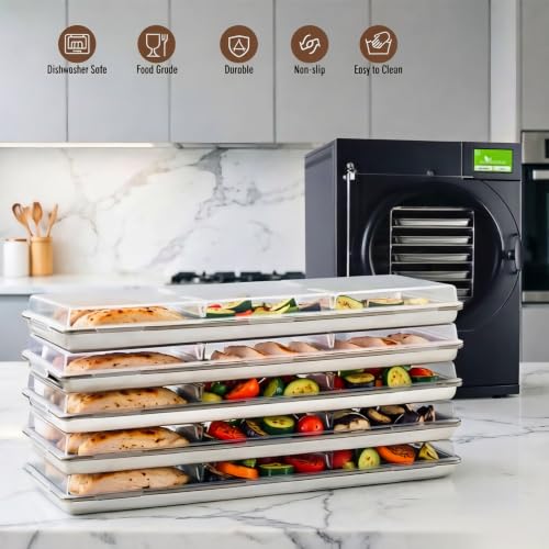 Set of 5 Medium Metal Freeze Dryer Trays with Lids - Compatible with Harvest Right