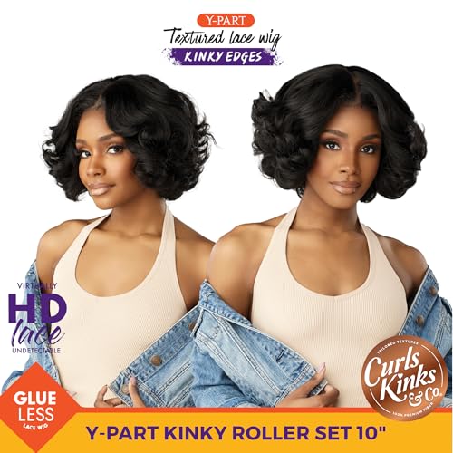 Kinky Edges Wig Set - 10 Inch Synthetic Kinky Roller Style in 1B Off-Black - Sensationnel