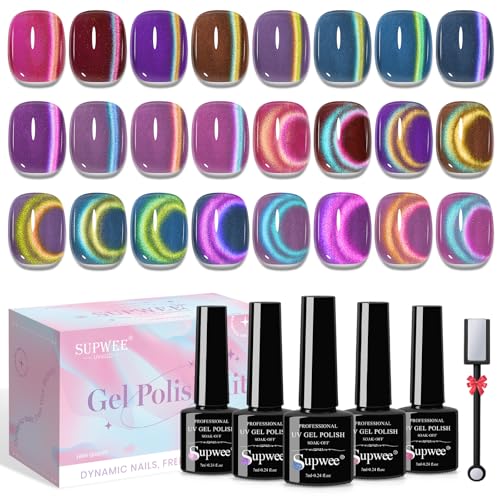 Magnetic Nail Polish Gel Set - 12 Vibrant Cat Eye Colors with Magnet for Mesmerizing 3D Effects