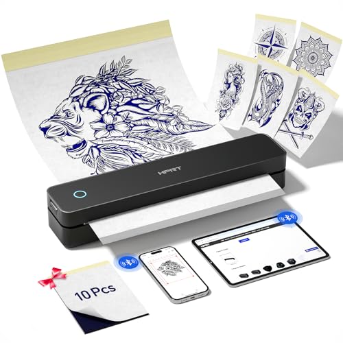 Portable Bluetooth Thermal Tattoo Printer - Wireless Stencil Copier with 10 Sheets