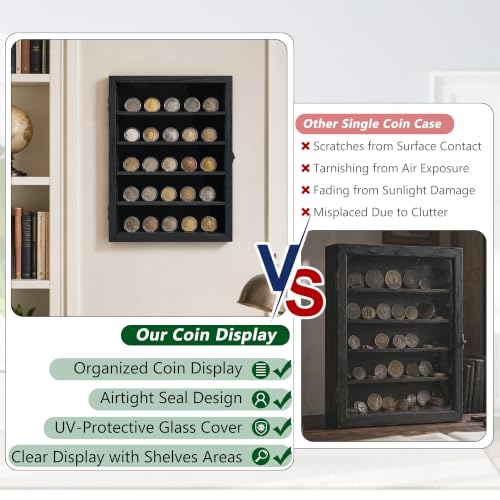 Black 18x24 Wooden Shadow Box Frame with Removable Shelves - Deep Display Case for Medals Keepsakes