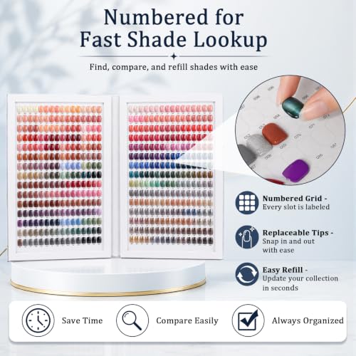 480 Nail Swatch Book with 600 Practice Tips & Number Labels for Salon & Personal Use