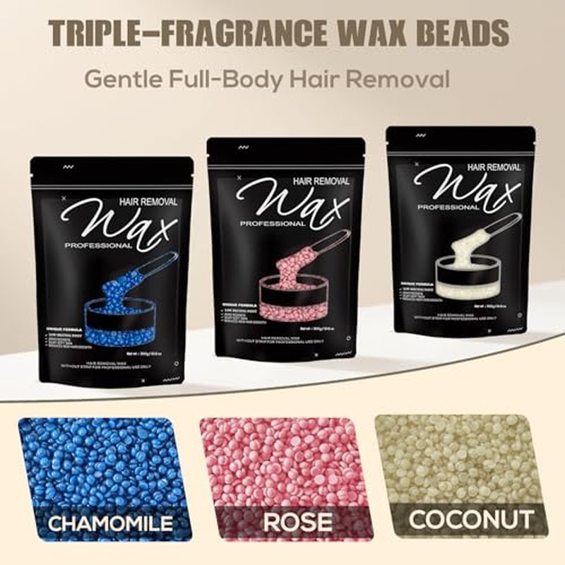 900g / 2lbs Wax Beads, Hard Wax Beads for Brazilian Bikini & Coarse/Stubborn Hair with 3 Go-To Scents,Wax Beads for Hair Removal At-Home Waxing on Bikini,Face, Legs,Body