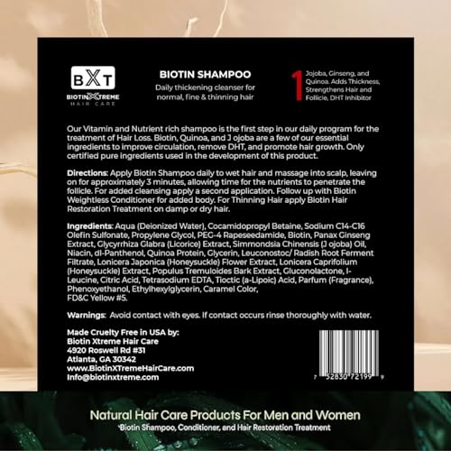 Biotin X Treme Hair Growth Shampoo 8 oz - Natural DHT Blocker for Thinning Hair