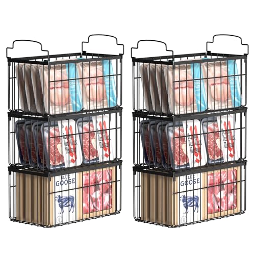 Black Freezer Organizer Bins 6 Pack for 5/7 Cu.FT Deep Freezer