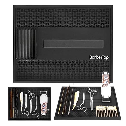 12.6 x 9.8 Inch Magnetic Barber Mat for Clippers & Tools, Anti-Slip Organizer
