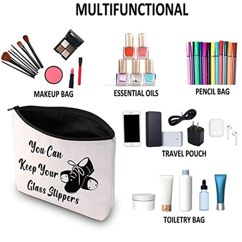 G2TUP Tap Dance Gift Cosmetic Bag Zipper Travel Pouch (Keep Your Glass Slippers White Bag)