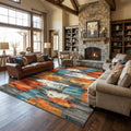 Teal and Burnt Orange Abstract Area Rug - 6' x 9' Variation BreezeRise