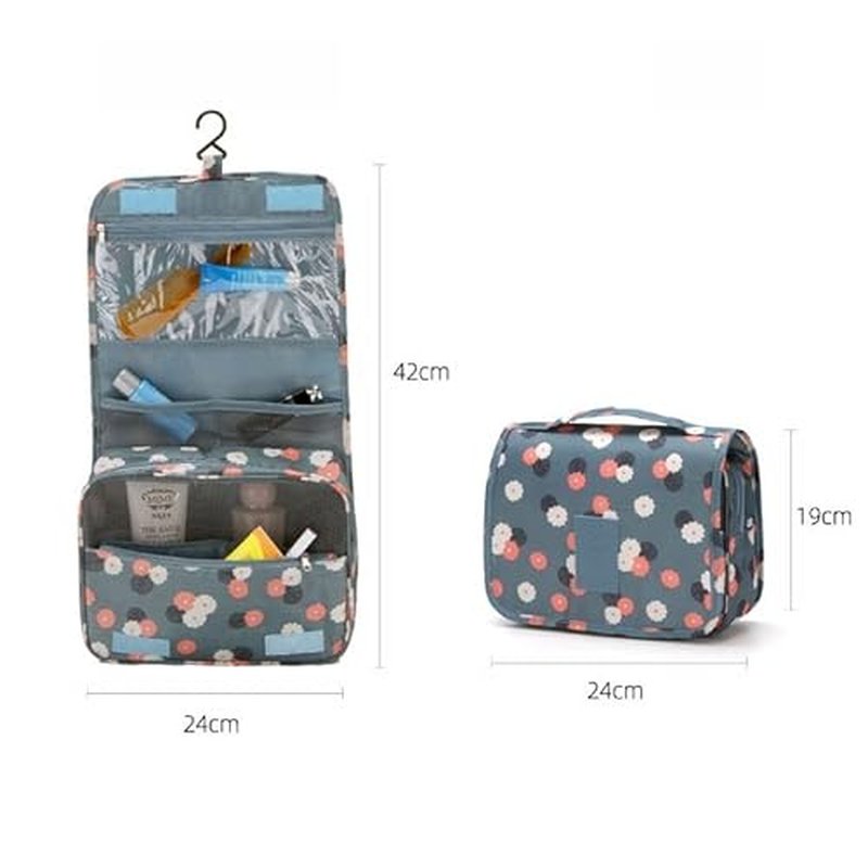AUGEN Travel Toiletry Bag With Hanging Hook, Portable Makeup Bag Organizer For Women, Water-Resistant Travel Cosmetic Bag Essentials Accessories (Hearty White)