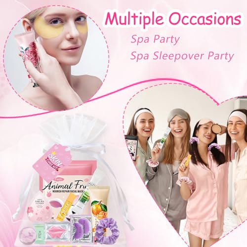 Spa Party Supplies Kit for Women - 144 Pcs Facial Masks, Hair Masks, Foot Bombs & More