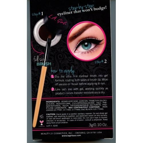 L.A. Girl Gel Liner Kit, Very Black GEL722 (Pack of 2)