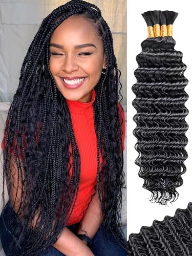 Deep Wave Human Braiding Hair for Boho Braids - 1B / 18 Inch