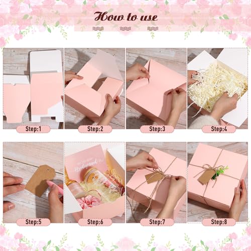 Meanplan 14 Pcs Bridesmaid Proposal Gifts Set, Will You Be My Bridesmaid Gifts with Proposal Box Glass Cup Makeup Bag Cards Lip Balm Hand Cream Candle Scrunchie Bracelet Diamond Pen for Wedding(Pink)