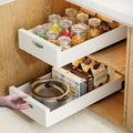 White 21-Inch Deep Pull Out Cabinet Organizer with Adhesive - 10-Inch Wide Steel Drawers, for Frameless Cabinets - 2 Pack