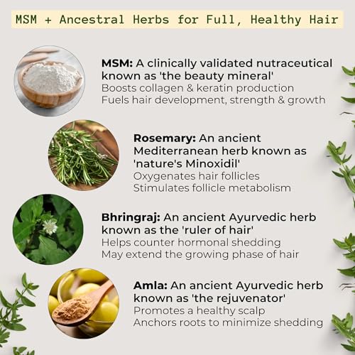 Qhemet MSM & Rosemary Hair Growth Balm for Dry Scalp & Thinning - Vegan, 4 oz