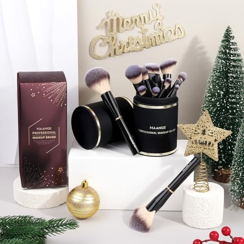 Black 13-Piece Makeup Brush Set with Case - Professional Face & Eye Brushes