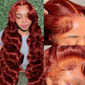 METDIO Reddish Brown 13x6 Lace Front Wigs Human Hair 26 Inch 180% Density