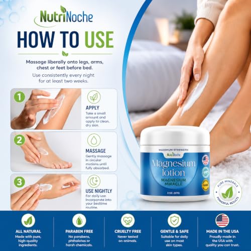 NutriNoche Magnesium Lotion for Relaxation & Sleep - Topical Nano Magnesium Cream with Shea Butter