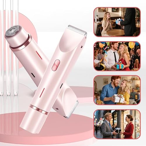 Bikini Trimmer for Women, Waterproof Electric Shaver ? Painless Pubic Hair Remover with Ceramic Blades, USB-C Rechargeable (Pink)