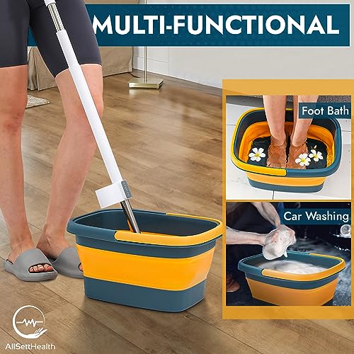 AllSett Health Collapsible Foot Soaking Tub - Foldable Orange Navy Home Spa