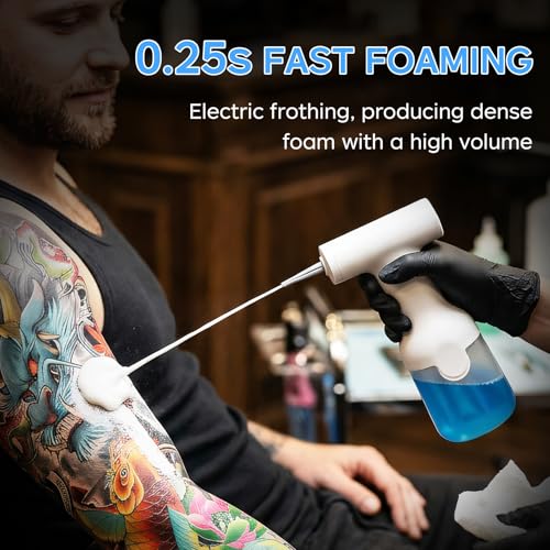 Electric Tattoo Soap Foam Dispenser 12oz — One-Hand Auto Foam Maker, Rechargeable