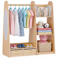 Kids Wooden Triangular Dress Up Closet with Mirror & Storage - Toddler Wardrobe for Little Girls