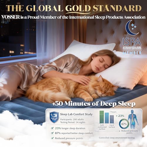 Blue Queen Air Mattress with Built-In Pump - 18 Inch Elevated Blow Up Bed