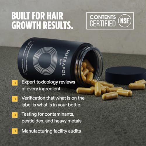 Nutrafol Men's Hair Growth Supplements, Clinically Tested for Visibly Thicker Hair and Scalp Coverage, Dermatologist Recommended - 2 Month Supply, 2 Refill Pouches
