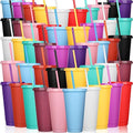 Honeydak 100 Pack Classic Color Plastic Cups with Lids and Straws - 24-27 oz